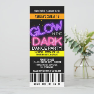 Invitation Glow in the Dark Sweet 16 Party