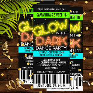 Invitation Glow in the Dark Sweet 16 Party