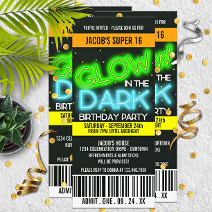 Invitation Glow in the Dark Theme Fête d'anniversaire