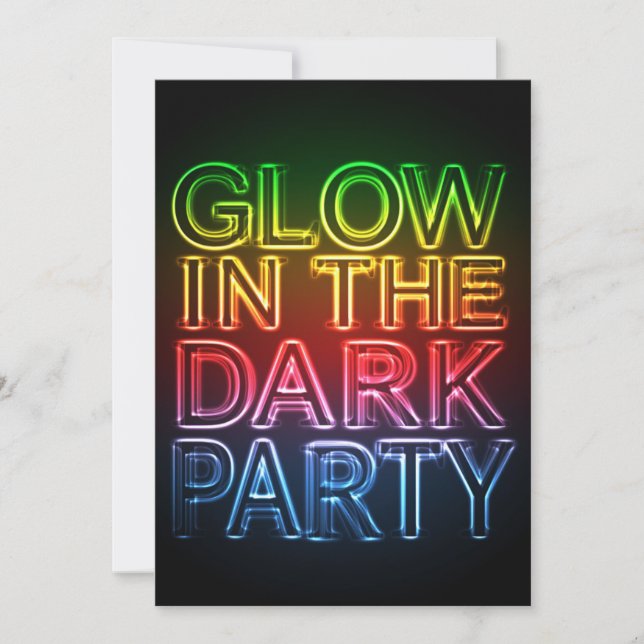 Invitation GLOW PARTY Glow in the Dark Birthday Party (Devant)