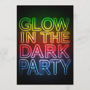 Invitation GLOW PARTY Glow in the Dark Birthday Party