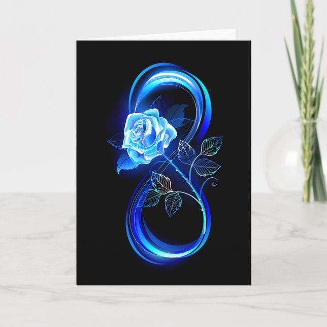 Invitation Glowing infinity with blue rose (Devant)