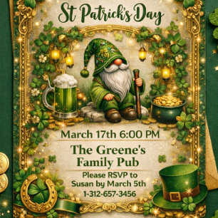 Invitation Gnome de la Saint-Patrick Fantaisiste