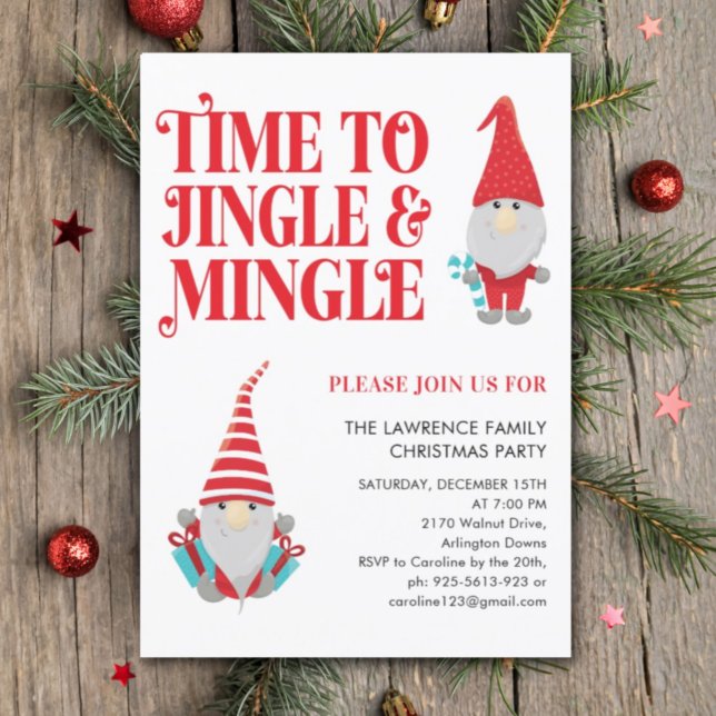 Invitation Gnome Jingle Mingle Fun Christmas Party (Créateur téléchargé)