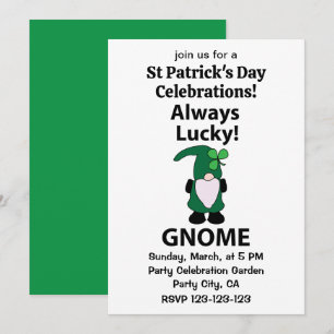 Invitation Gnome Shamrock Lucky Jour de la Saint Patrick Gnom