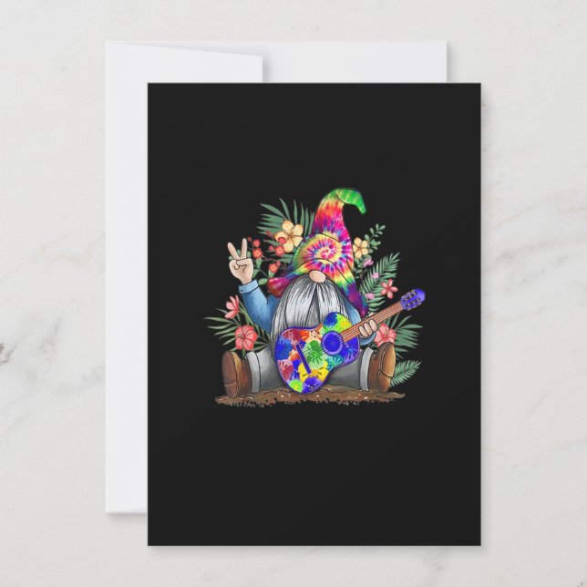 Invitation Gnome Tie Dye Paix Jouant de la Guitare Hippie Gno (Devant)