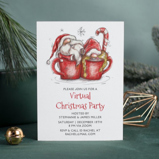 Invitation Gnome Virtual Christmas Party Quarantine Online (Créateur téléchargé)