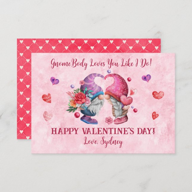Invitation Gnomebody Vous Aime Comme Je Fais Valentines Day (Devant / Derrière)