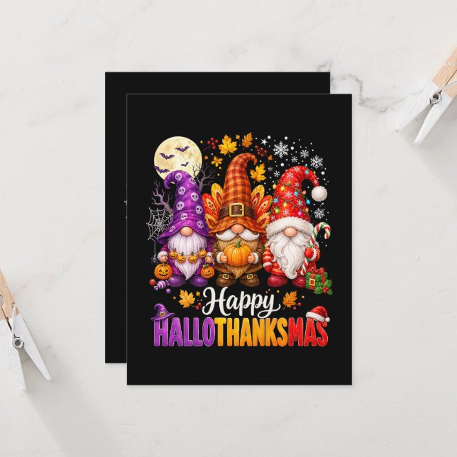 Invitation Gnomes de HalloMerciMas joyeux (Devant/Arrière en situation)