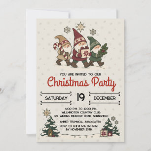 Invitation Gnomes de Noël Nordiques Vintage Fête de Fêtes