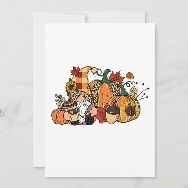 Invitation Gnomes de Thanksgiving Feuilles d'automne Gnomes D (Devant)