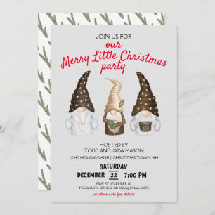 Invitation Gnomes Festifs Joyeux Petite fête de Noël Grey
