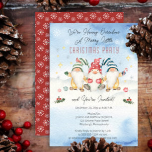 Invitation Gnomes Huilding A Merry Little Christmas Party