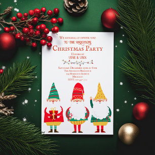 Invitation Gnomes mignons HO HO Noël Party
