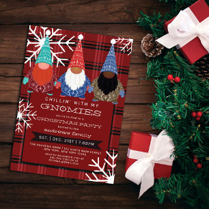 Invitation Gnomes Plaid Snowflake Illustration Noël