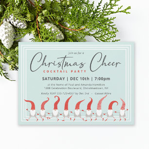 Invitation Gnomes Whimsical Christmas Cheer Cocktail Party