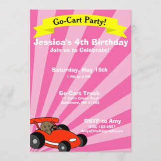 Invitation Go-Cart Thème de fête d'anniversaire
