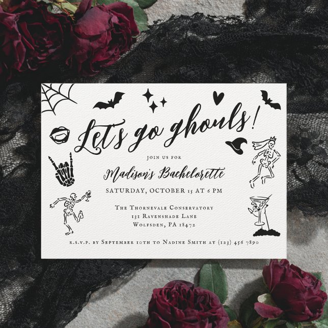 Invitation Go Ghouls Éffrayant Whimsical Bachelorette (Créateur téléchargé)