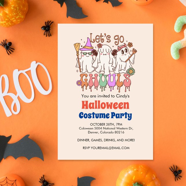 Invitation Go Ghouls, Halloween à la crème rétro (Créateur téléchargé)
