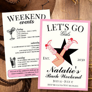 Invitation Go Girls Cowgirl Bachelorette Itinéraire et