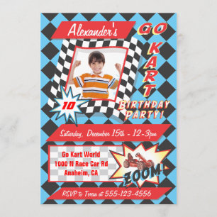 Invitation Go Kart Fête d'anniversaire - Infos photos Invitat