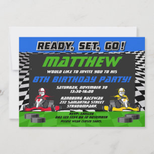 Invitation Go Kart Racing Car Anniversaire
