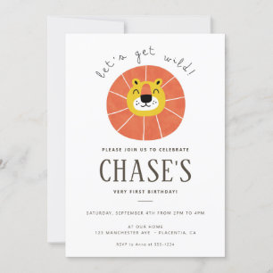 Invitation Go Wild Jungle Anniversaire Lion Safari