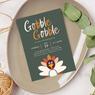 Invitation Gobble Gobble Thanksgiving Dîner de fête Invitatio