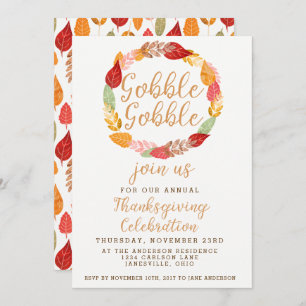 Invitation Gobble Gobble Thanksgiving Thème d'automne