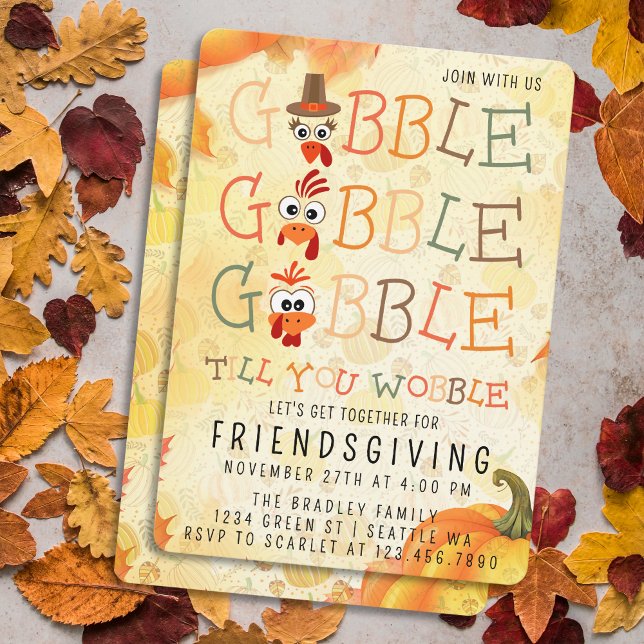 Invitation Gobble Gobble Till You Wobble Funny Thanksgiving (Créateur téléchargé)