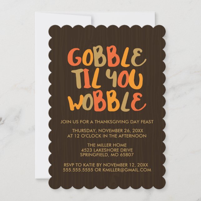 Invitation Gobble Jusqu'À Ce Que Vous Tournez À Thanksgiving  (Devant)