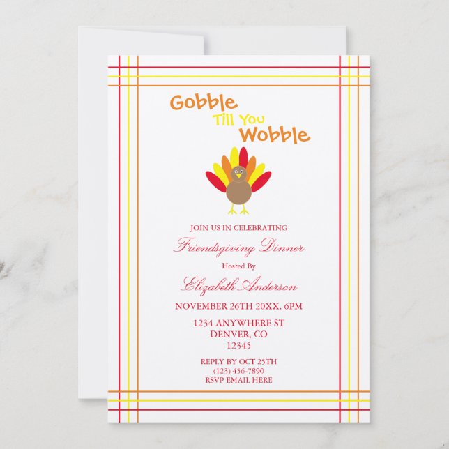 Invitation Gobble jusqu'à ce que vous tournez la Turquie Amic (Devant)