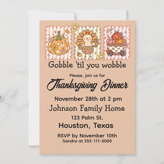 Invitation Gobble 'Jusqu'À Ce Que Vous Tournez Thanksgiving D (Devant)