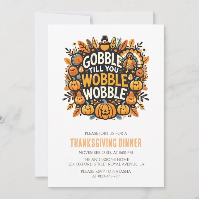Invitation Gobble Jusqu'À Votre Foule Thankgiving (Devant)