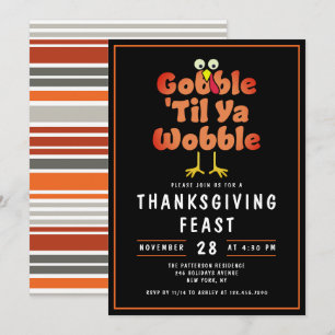 Invitation Gobble 'Til Ya Wobble   Repas de Thanksgiving