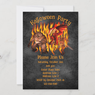 Invitation Gobelin effrayant Créatures Flames Halloween
