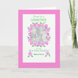 Invitation Godmère carte photo - Baby Girl