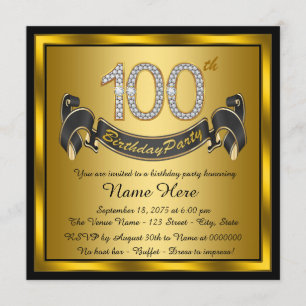 Invitation Gold 100th Birthday Party