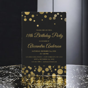 Invitation Gold 18th Birthday Party Gold Confetti