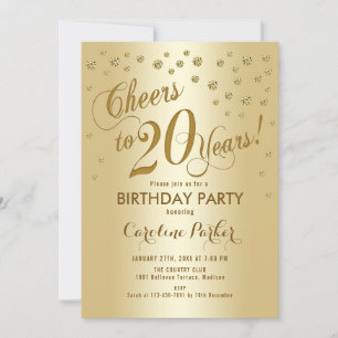 Invitation Gold 20th Birthday Party