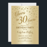 Invitation Gold 30th Birthday Party<br><div class="desc">30e anniversaire invitation pour femmes ou hommes. Elégante carte or invitation avec police de script et confetti. Bravo à 30 ans ! Parfait pour une fête d'anniversaire d'adulte.</div>