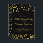 Invitation Gold 50th Birthday Party Gold Confetti<br><div class="desc">Gold Cinquantième anniversaire de la fête Gold Confetti Invitation. L'Invitation Gold and Black 50th Birthday Party est parfaite pour une soirée moderne de 50th Birthday Party.</div>