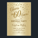 Invitation Gold 60th Birthday Party<br><div class="desc">60th Birthday Party Invitation Design élégant avec effet or et feuille d'or en fausse parties scintillant. Salutations à 60 ans !</div>