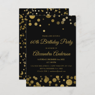 Invitation Gold 60th Birthday Party Gold Confetti