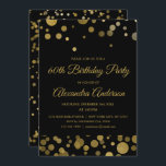 Invitation Gold 60th Birthday Party Gold Confetti<br><div class="desc">Gold Soixantième anniversaire de la fête Gold Confetti Invitation. L'invitation Gold and Black 60th Birthday Party est parfaite pour une fête d'anniversaire moderne de 60th.</div>