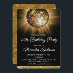 Invitation Gold 60th Birthday Party Gold Disco Ball<br><div class="desc">Gold Soixantième Anniversaire Gold Disco Ball Party Invitation. L'invitation Gold and Black 60th Birthday Party est parfaite pour une fête d'anniversaire moderne de 60th.</div>