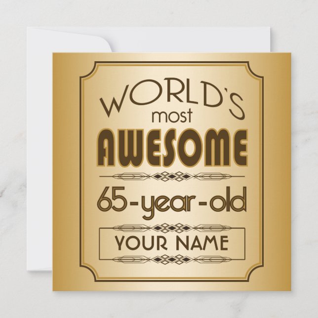 Invitation Gold 65th Birthday Celebration World Meilleur fabu (Devant)