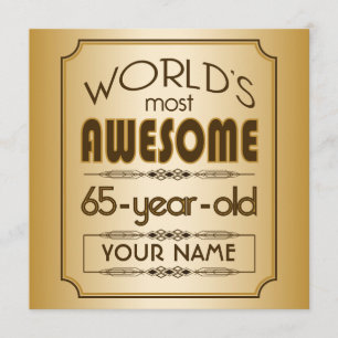 Invitation Gold 65th Birthday Celebration World Meilleur fabu