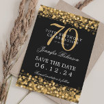 Invitation Gold 70th Birthday Enregistrer la date<br><div class="desc">Design élégant "70th Birthday Party" avec Gold String Lights et nom personnalisé et texte de détails. Facile à utiliser et facile à personnaliser. Commandez aujourd'hui !</div>