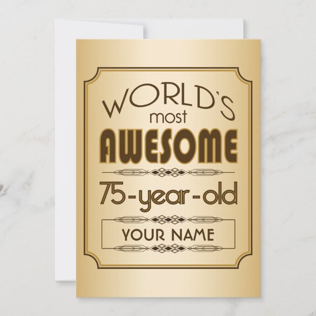 Invitation Gold 75th Birthday Celebration World Meilleur fabu (Devant)
